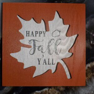 Holiday Home Cutout Table Maple Leaf Sign "Happy Fall" Home Décor 7.5 x 7.5 In